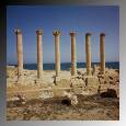 A row of columns from the Temple of Isis near the Mediterranean Sea in Sabrata, Libya, September 1963. 